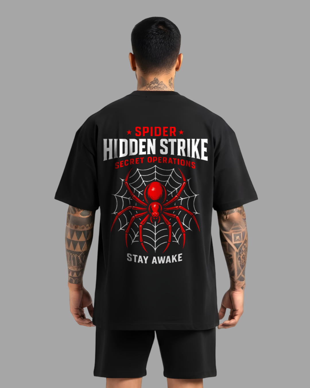 Spider graphic oversized t shirt for men in black – 240 gsm French terry cotton